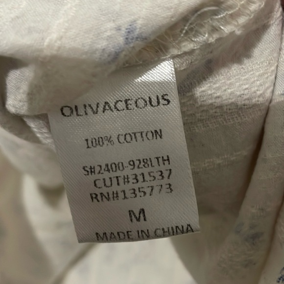 NWOT Olivaceous Puff Sleeve Blouse - Cream and Blue Floral Size M - Picture 5 of 7